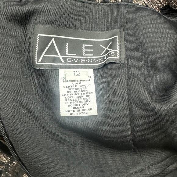 Alex Evenings Floral Soutache Gown Maci Dress Fit & Flare Tan Black Women's 12 - Picture 9 of 9